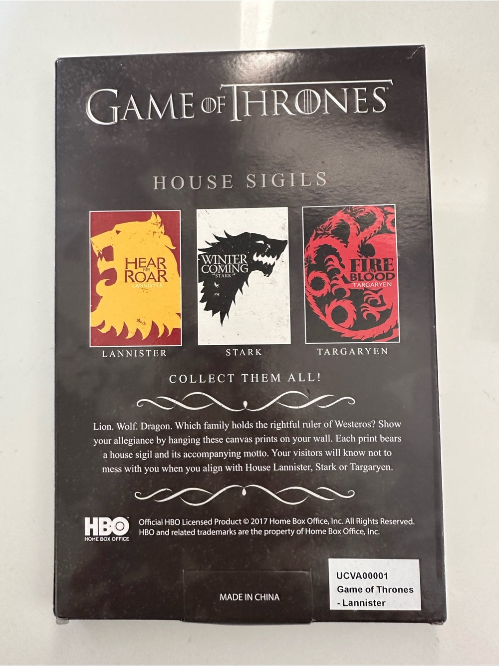 Game of Thrones Lannister House Sigil Canvas Wall Art Hear Me Roar HBO NWT - Picture 2 of 3